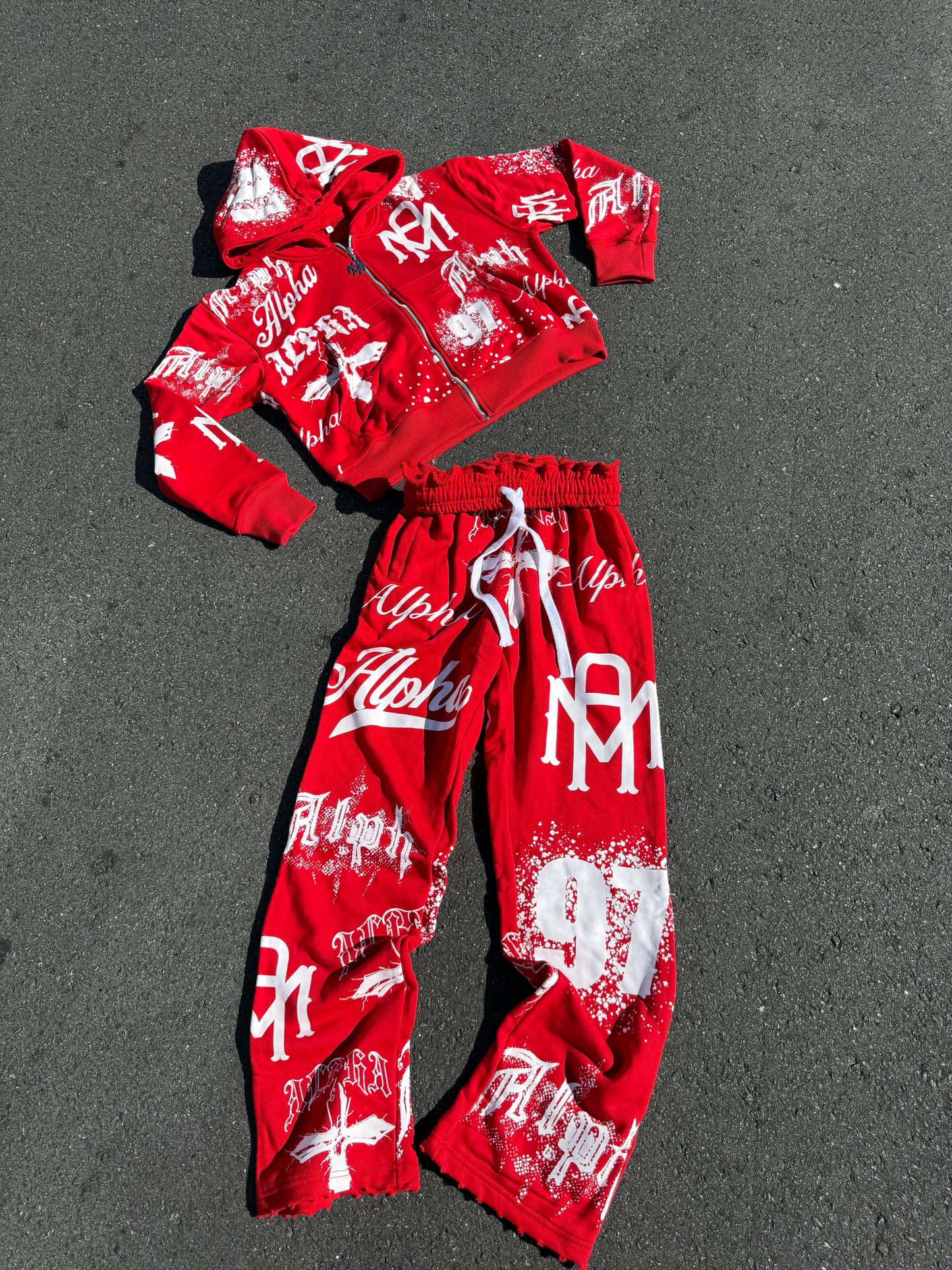 RED ALPHA TRACK FLARRED SUIT