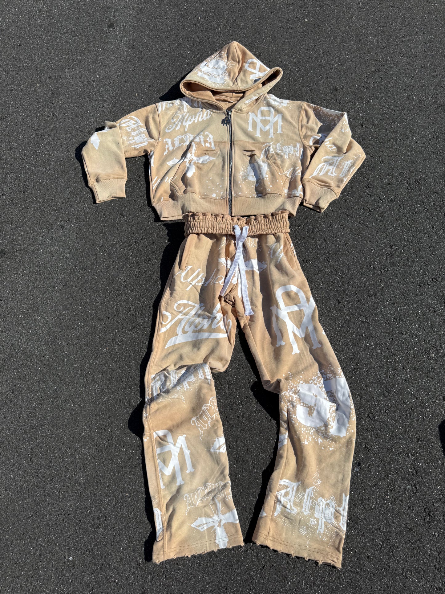 CREAM ALPHA FLARRED TRACKSUIT